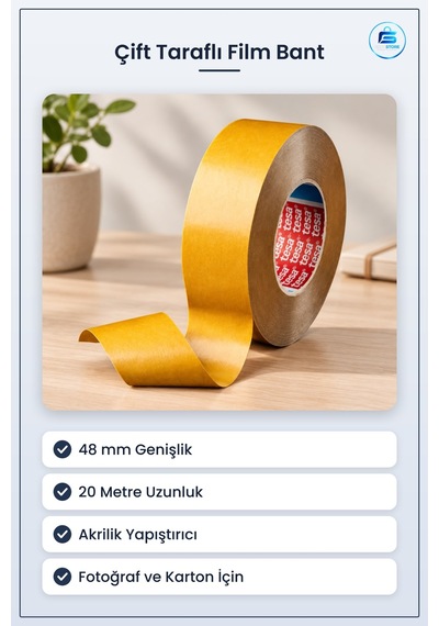 Çift Taraflı Film Bant 48 Mm 20 Metre Akrilik Yapıştırıcı Fotoğra