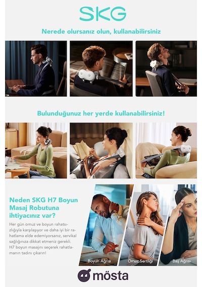 Skg H7 Boyun Ve Omuz Masaj Aleti, Shiatsu Masaj Terapisi, Fototerapi, Yoğurucu Derin Doku Gri