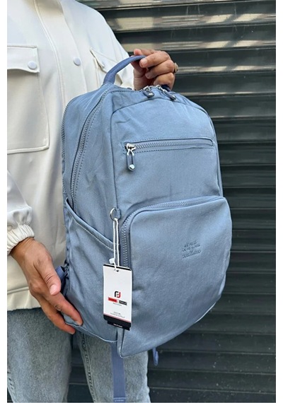 Just Polo Kadın İthal Klinkır Kumaş Şık Ve Lüks Sırt Çantası Shopper Mavi