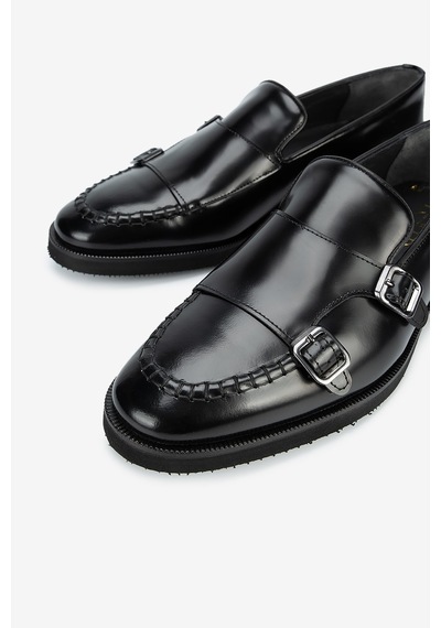 Lofer Erkek Açma Deri Eva Tabanlı Tokalı Klasik Loafer Siyah Lfr-p2750 Acma