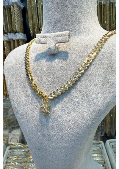 14 K Vip Kuzey Yıldızı 45 Cm Kolye Altın