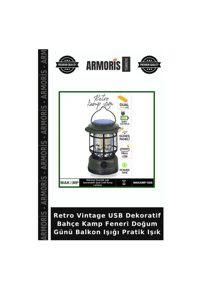 Retro Vintage Usb Dekoratif Bahçe Kamp Feneri Doğum Günü Balkon Işığı Pratik Işık