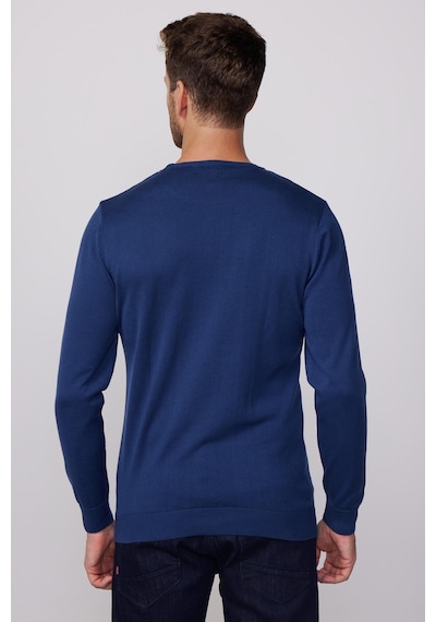 Tudors Erkek Standart Fit Normal Kesim Bisiklet Yaka İndigo Triko Kazak-23126 İndigo