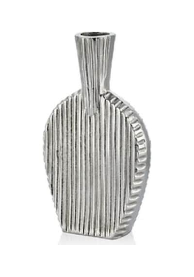 Stripped Metal Gümüş Küçük Vazo 6x17x30 Cm