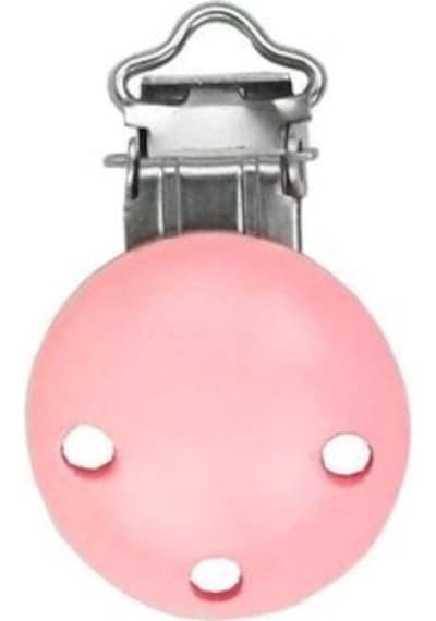 Abarta Ahşap Emzik Askısı Klipsi Uzunluk 5 CM Çap 3.5 CM 1 Adet Açık Pembe