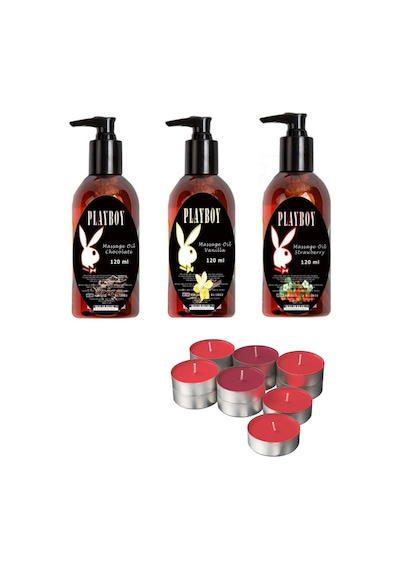 Playboy Pure Edible Mum Hediyeli Dinlendiri Vücut Masaj Yağı Seti 120 Ml