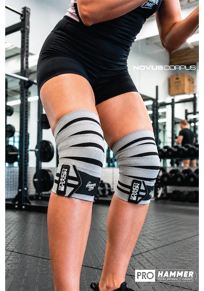 Fitness Diz Bandajı Knee Wraps Ağırlık Crossfit Dizliği Sarmalı Dizlik Cırt Bantlı - 2 Adet - Gri/siyah