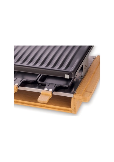 Lıttle Balance 8501 Premium Bamboo 8, Raclette Grill 8 Kişilik, Yapışmaz Kaplama, 1200 W, Gerçek Bambu Diğer