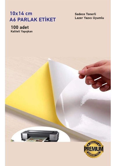 A6 Ebat 10cm X 14 Cm 100 Adet Tonerli Yazıcılara Uygun Yapışkanlı