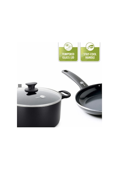 Greenpan Cambrıdge Seramik Derin Tencere 24 Cm Siyah