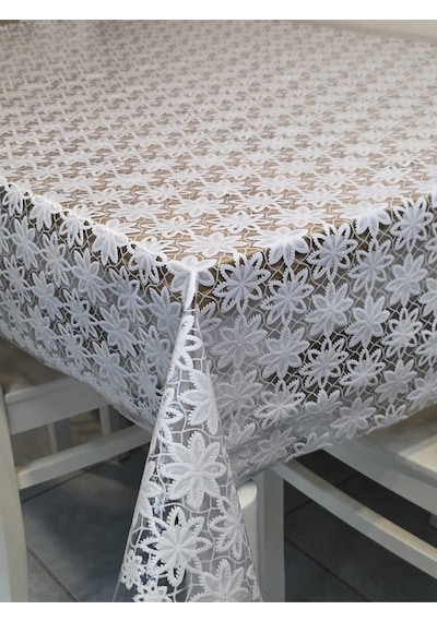 Ithal Pvc Muşamba - Desenli Silinebilir Masa Örtüsü 07nl10d Beyaz