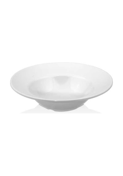 12 Adet 25 Cm Melamin Spagetti Tabağı Derin Makarna Tabağı Makinede Yıkanabilir Beyaz