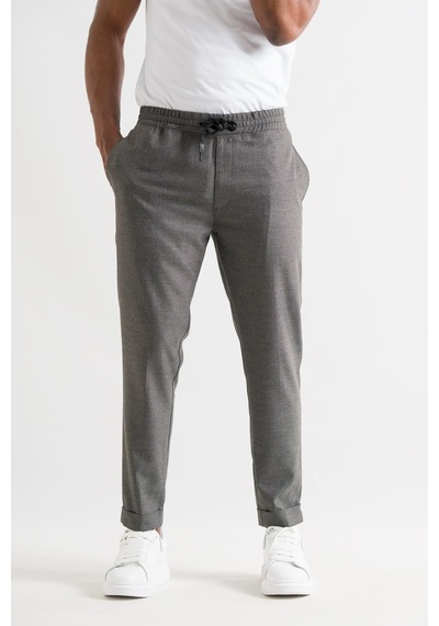 Slimfit Kapamasız Çizgili Beli Lastikli İplikli Duble Ve Dar Paça Erkek Jogger Pantolon 001