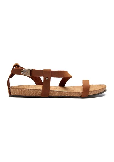 Comfortfusse Grady - Kadın Ortopedik Hakiki Deri Sandalet Kahverengi Yağlı Deri