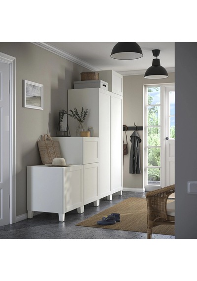 Ikea Beyaz Fonksiyonel Kapaklı Gardırop 240x57x231 Cm