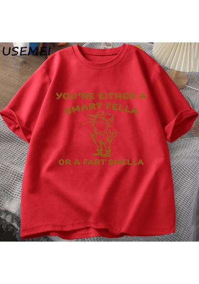 Flood Of Style Bir Akıllı T-shirts T-shirt Boy Retro Karikatür T Shirt Garip Kovboy Kurbağa T Shirt Kadın Er Kırmızı