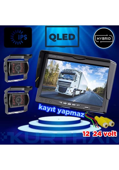 7 İnç Ips Qled Monitör Ve 2 Adet Metal Kasa Kamera 12 24 Volt