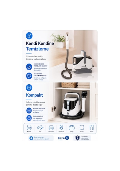 Livenzi Jjb-737-ıı Koltuk Halı Yıkama Ve Leke Çıkartma Makinesi-beyaz