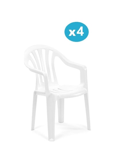 Omnipazar Sy-2500 Manolya Plastik Bahçe Sandalye 4'lü Set Beyaz