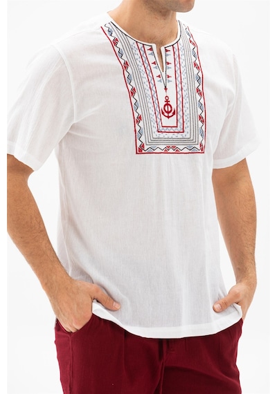 Kısa Kol Şile Bezi Bisiklet Yaka Bahriyeli Erkek Yazlık T-shirt Beyaz Byz Beyaz
