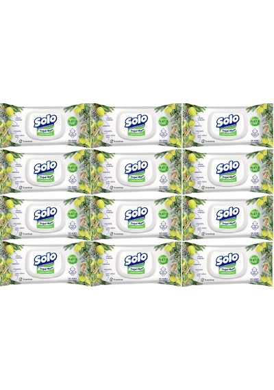 Solo Islak Havlu Mendil 50yaprak Limon &biberiye 12li 600yaprak 12'li Set