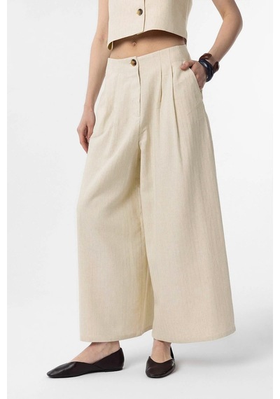 Antioch Keten Karışımlı Kadın Culotte Pantolon Natur