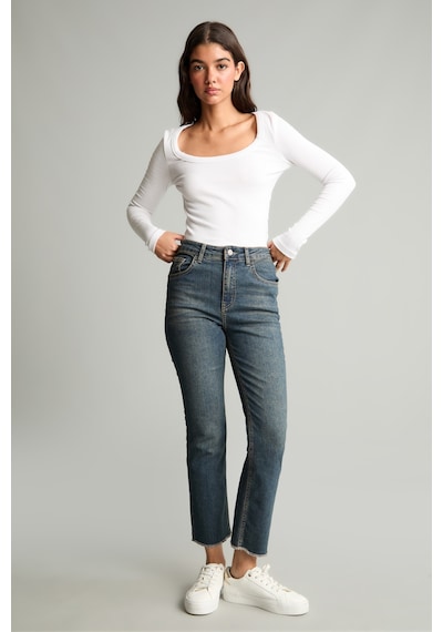 Defacto Crop Flare Fıt Yüksek Bel Bilek Boy Jean Yıkamalı Pantolon G2217ax26aunm34 Mavi-nm34