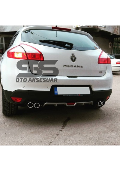 Renault Megane 3 HB Difüzör Arka Tampon Eki 4 Egzoz Çıkışlı Gri