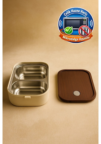 Tier - 2 Katlı Sızdırmaz Kapaklı Lunchbox 1000 Ml Krem
