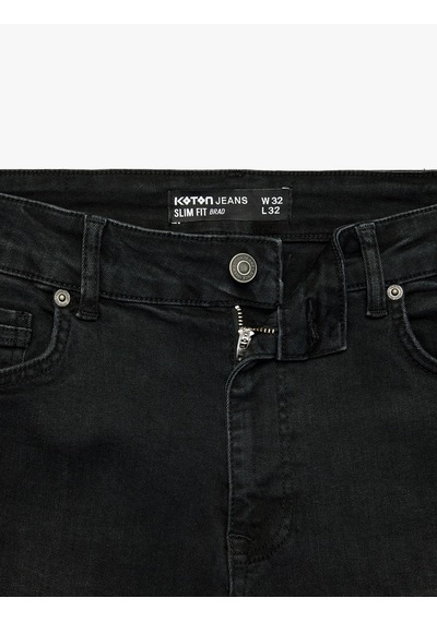 Koton Pamuklu Normal Bel Cepli Slim Fit Jean Pantolon - Brad Jean Siyah 7wam40376nd