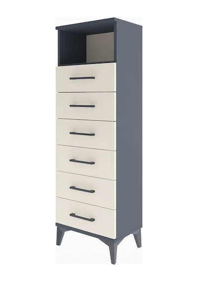 Arges Dolap Tek Raflı 6 Çekmeceli 44x30x134 Antrasit-aytaşı Antrasit