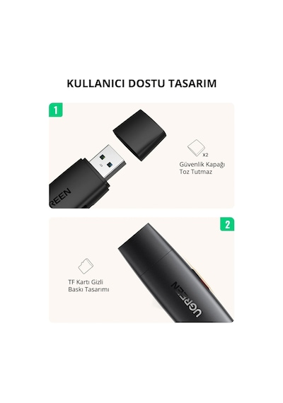 Ugreen Usb-c Ve Usb-a 3.0 Sd Microsd Kart Okuyucu, 80191