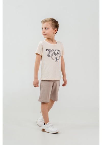U.S. Polo Assn. Erkek Çocuk Krem Bermuda Takım Us2471-c-v2