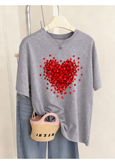 Noıssey Urban Pop Graphic Kadın Tişört Koleksiyonukod 5503 Gri
