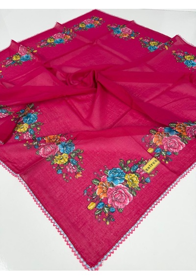 Eripek Oyalı Organik Pamuklu Yazma- 06083 Pembe