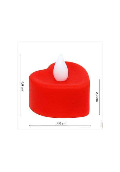 Led Işıklı Pilli Tealight Kalp Mum. 4 Cm X 2 Cm - Kırmızı Işık