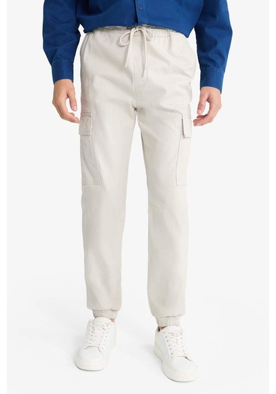 Defacto Regular Fit Beli Bağcıklı Kargo Cepli Jogger Pantolon F4681ax25aubg766 Bej