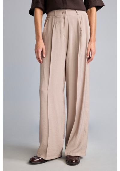 Defacto Wide Leg Cepli Yüksek Bel Geniş Paça Akışkan Pantolon I5523ax26aubg647 Bej-bg647