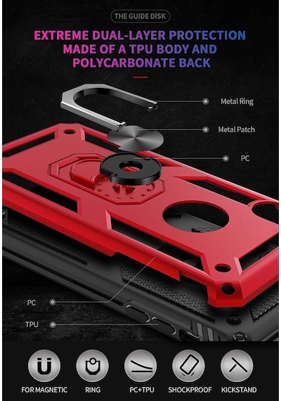 Teknomoda Xiaomi Redmi Note 8 Pro Tank Kilif Yüzüklü Standli Korumali Kapak 395631223