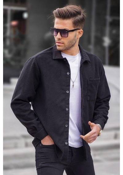 Madmext Siyah Regular Fit Oduncu Gömlek 5580