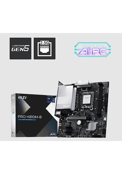 Msı Pro H810m-b Ddr5 6400mhz 1xhdmı 1xdp 1xm.2 Matx 1851p Intel Ultra Processors Serıes 2