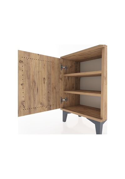 Arges Komodin 2 Raflı Tek Kapaklı 44x30x64 Çam-çam Atlas Çam