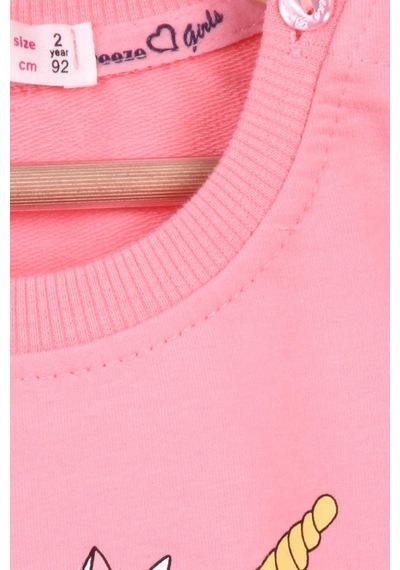 Breeze Kız Çocuk Sweatshirt Baskılı Pullu Unicorn 2-6 Yaş, Somon (541263967)