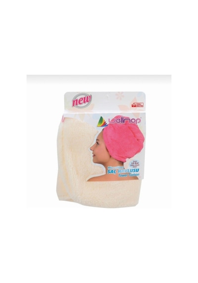 Wellmop Mikrofiber Düğmeli Saç Havlusu Krem