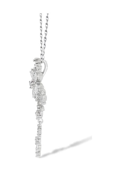 Brezza Lusso Jewelry Işıltılı Pırlanta Model Çiçek Demeti Kadın Gümüş Kolye 45 CM 45 CM