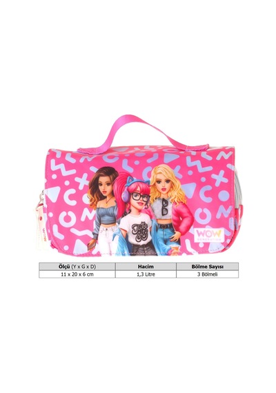 Wow Generation Taşıma Askılı Kız Çocuk Girl Friends Baskılı Şık Kalem Çantası Kırmızı - W6061