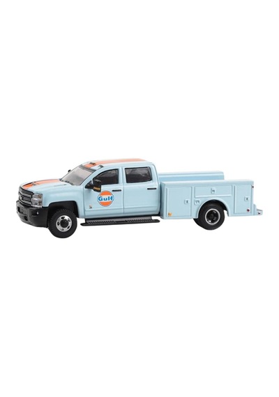 Greenlight 2018 Chevrolet 3500hd Dually Service Truck - Gulf Dil 1/64 Model Araba