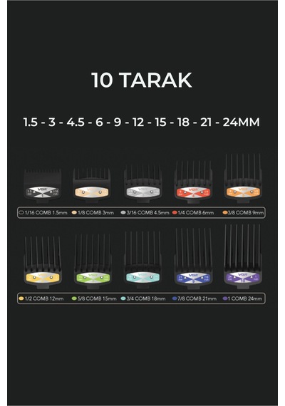 V-001 - Profesyonel Saç & Sakal Kesme Makinesi, 9000 Rpm Yüksek Hız, Dijital Led Ekran - Siyah