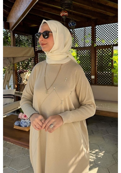 Rabia Şamlı Melda Triko Tunik Taş Çok Renkli