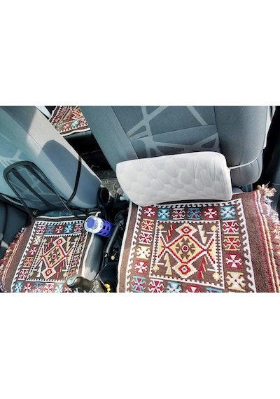 Pratik Oto Koltuk Kilim Seti 3 Parça Makine Dokuma Akrilik & Polyester Saçaklı - Kahverengi